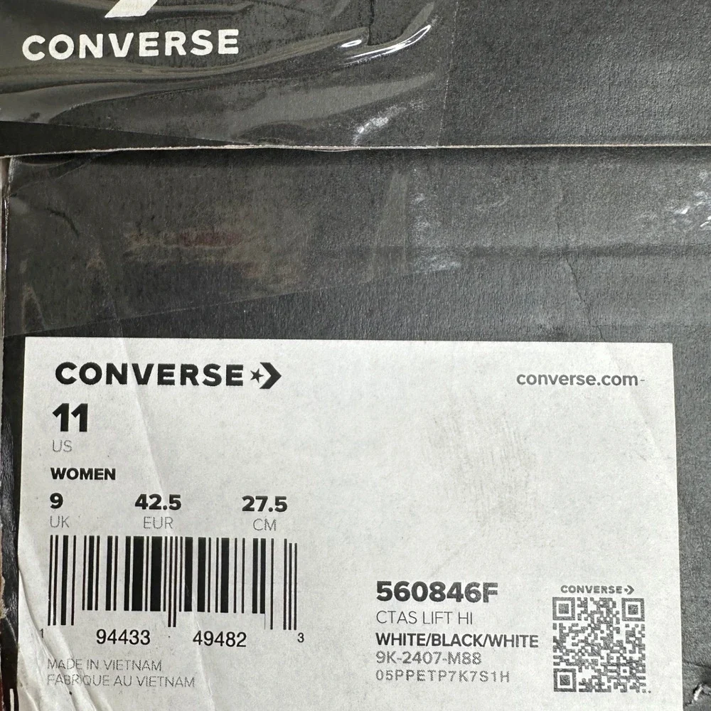 Converse Chuck Taylor All Star Lift Hi White Platform Sneakers 560846F Size‎ 11